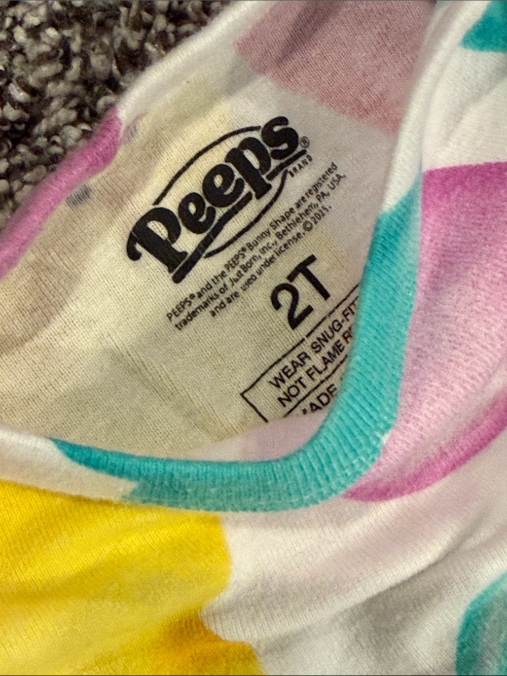 2T Peeps Multicolor Bunny Spring Easter Pajama Top & Bottom Set - Picture 2 of 4